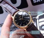 High Quality Clone Omega Watch Yellow Gold Bezel Brown Leather Strap